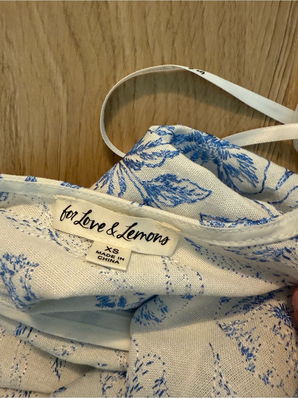 For Love and Lemons Blue & White Floral Midi Dress with Tie Detail - Picture 3 of 3
